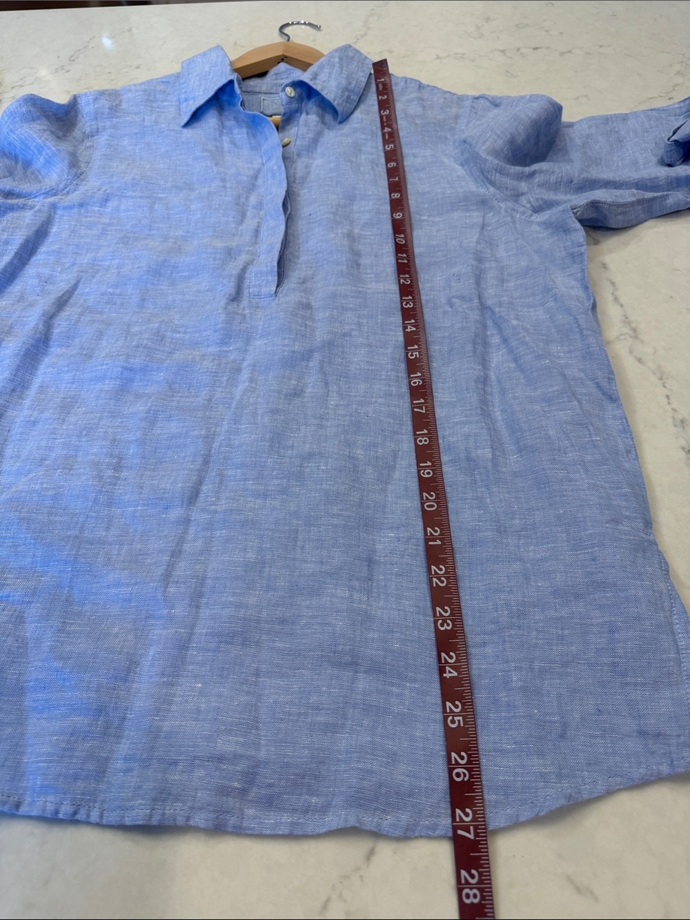 Sigrid Olsen Blue Linen Top size medium - Picture 7 of 8